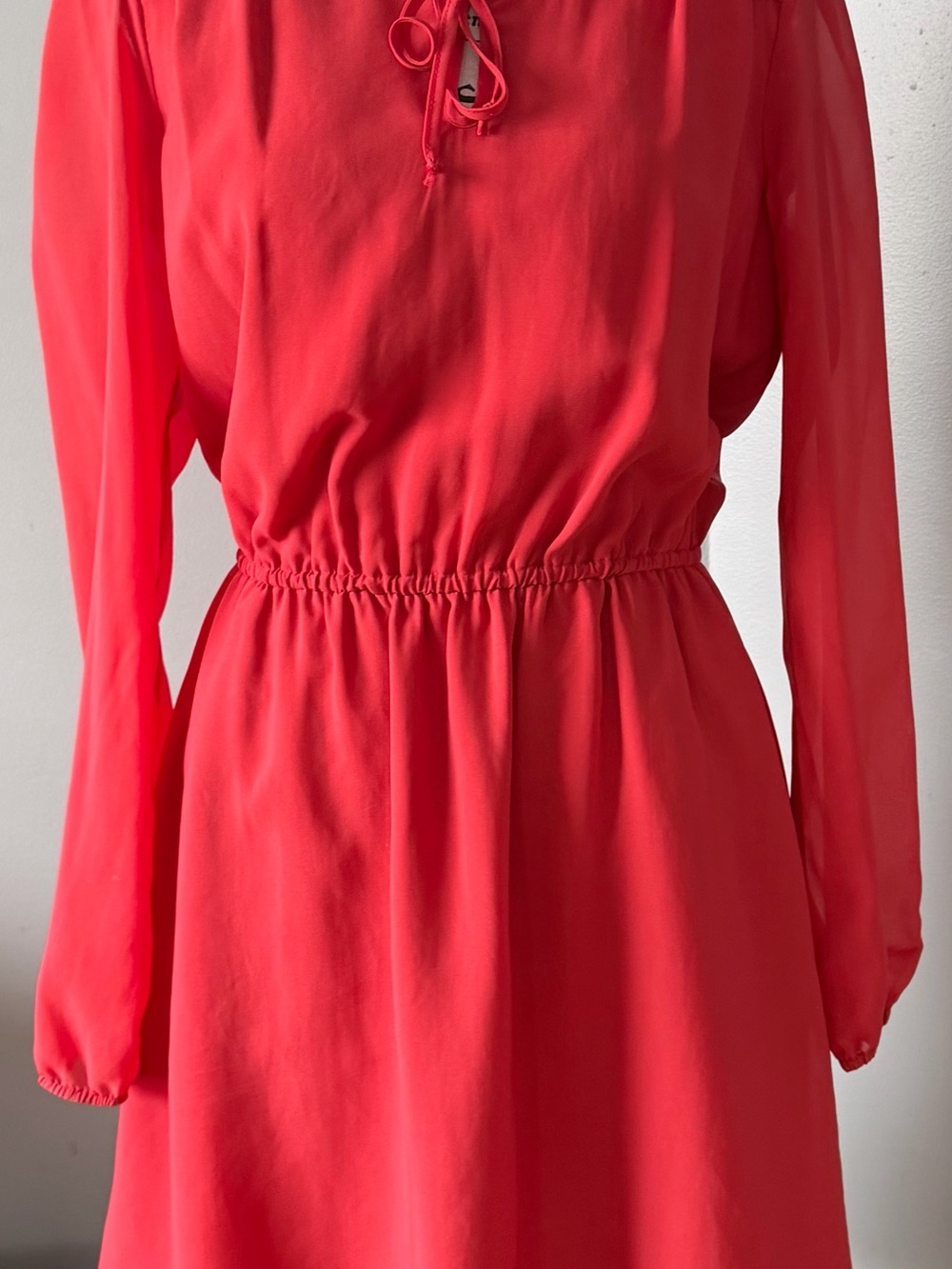 BCBGeneration Coral Pink Long-Sleeve Mini Dress